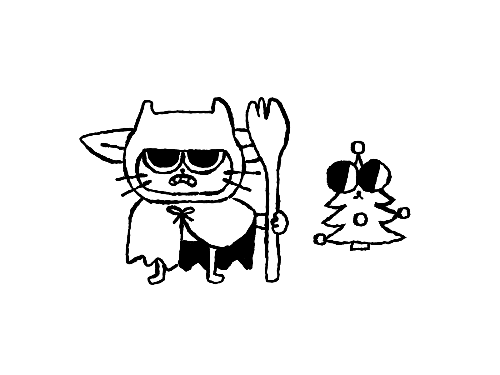 elf kitty brokje design doodle elf illustration kitty sketch