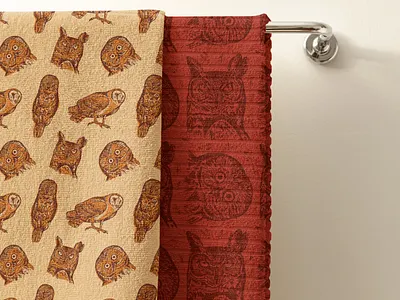 Owl Textile Repeat Pattern Design bath towel fabric fabric pattern hand towel owl owls pattern pattern design pattern making repeat pattern surface pattern textile textile pattern towel