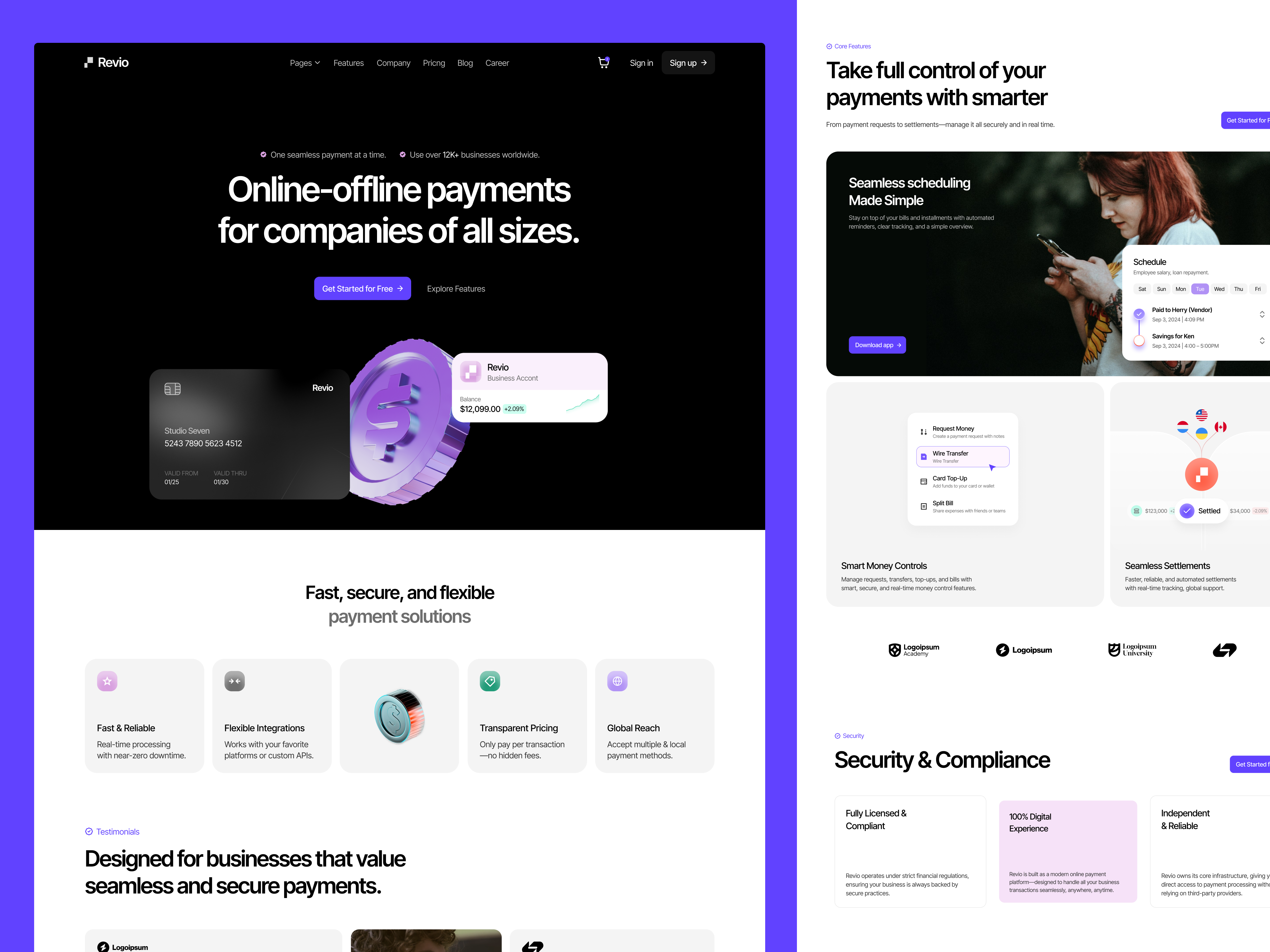Revio - Saas Website Design landing page saas saas landing page saas template saas website ui web design webflow template website design