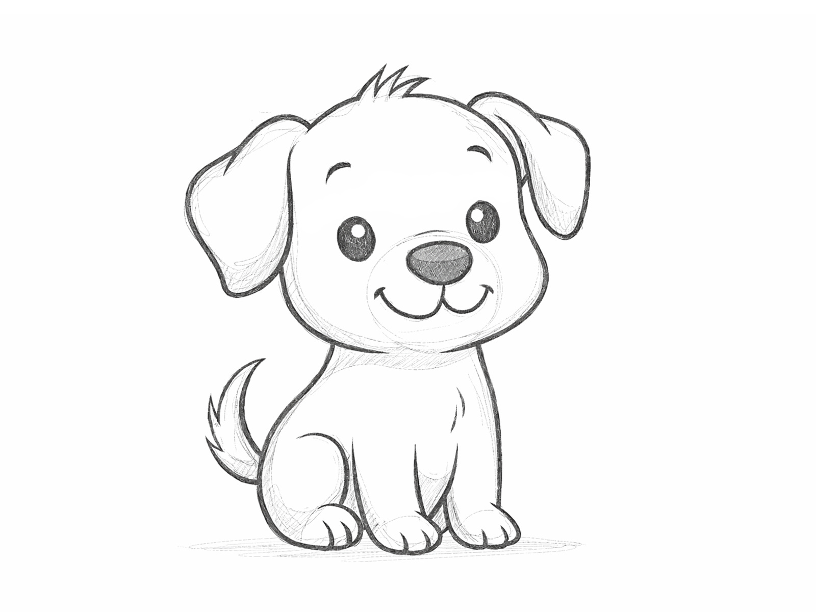 Cute Cartoon Puppy Illustration | Smiling Dog Character by Beehaya on  Dribbble, image size:1600x1200