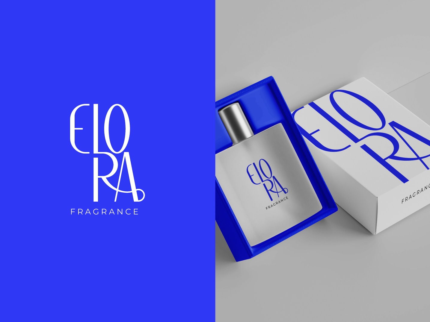 Logo Elora Fragrance Parfume blue box branding design graphic design indonesia logo logo design packaging parfume