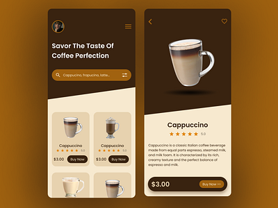 Coffee Shop Mobile App Design android branding coffee design figma graphic design ios landing page mobile app typography ui ux website