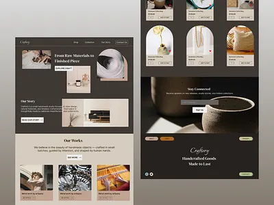 Handcrafted Goods — Artisan E-commerce Homepage craft dribbble ecommerce handcraft homepage modernui typography uidesign webdesign