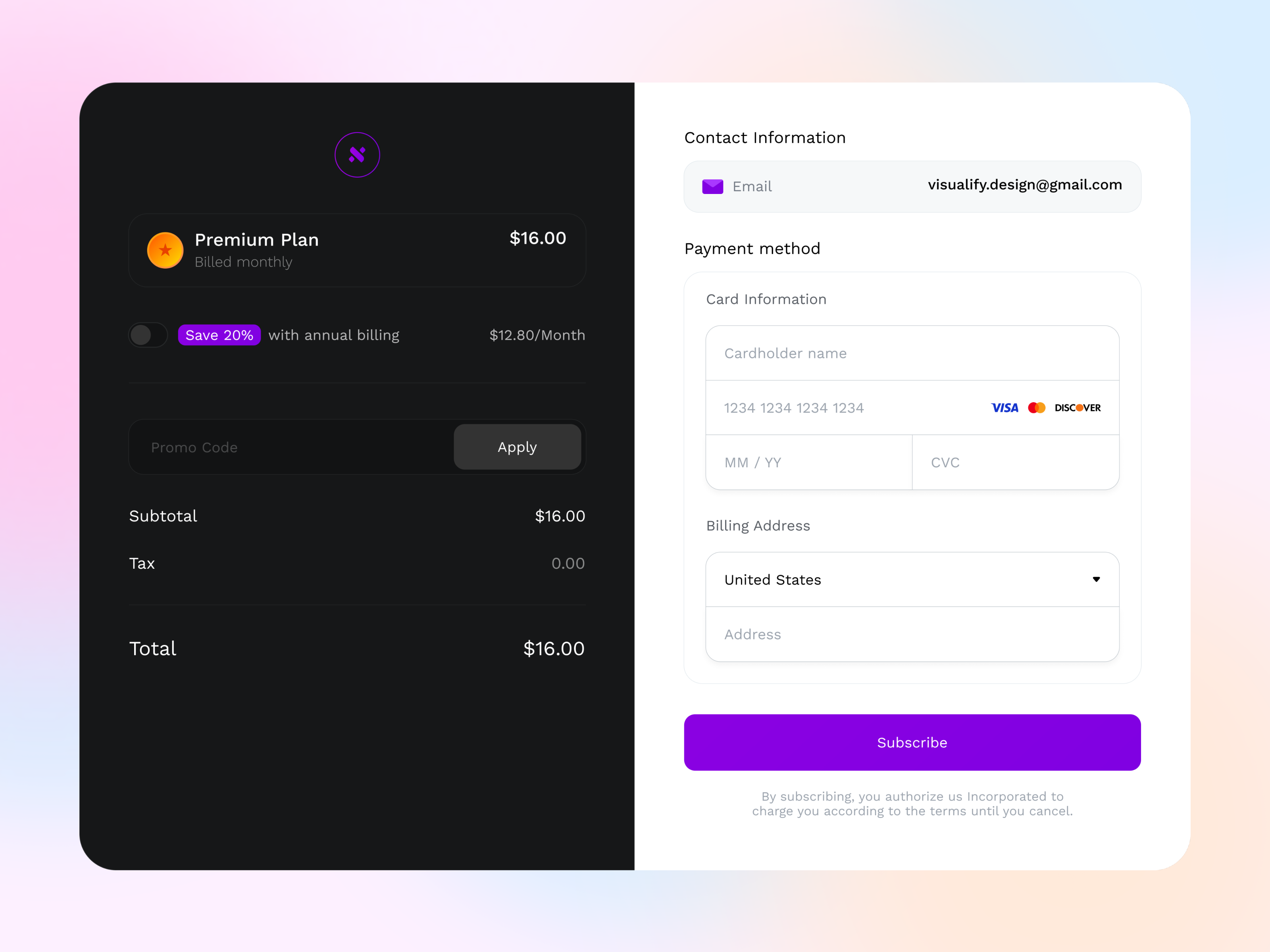 Premium Checkout UI | Split Layout, Clean & Modern billing checkout cleanui designsystem dribbble fintech formdesign minimal payment premium premium checkout pricing productdesign saas subscription ui uidesign ux uxdesign webdesign