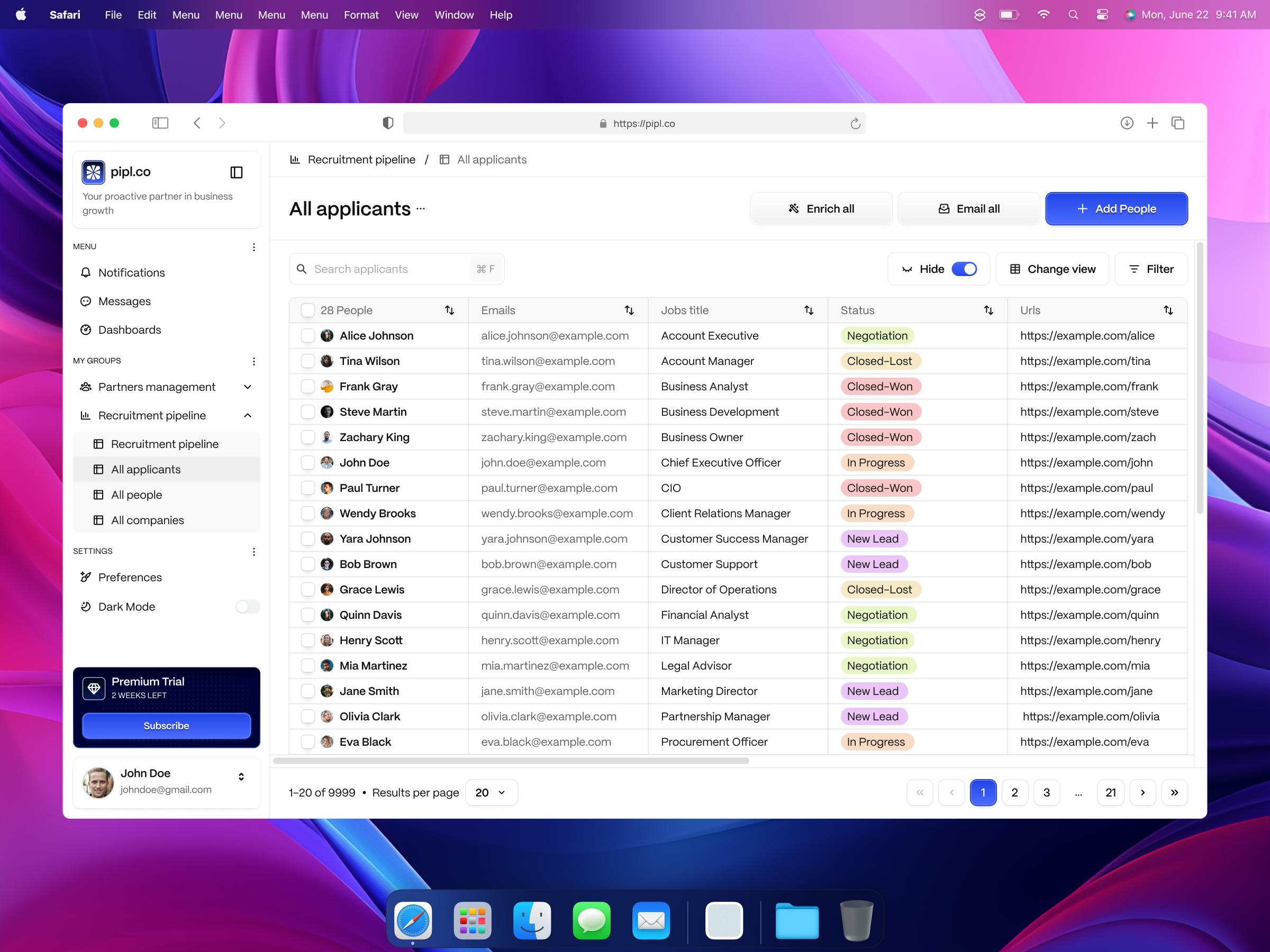 CRM Dashboard All Applicants by Pickolab Studio on Dribbble