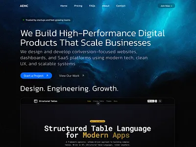 High-Performance Digital Products Hero Section agency website design graphic design hero section illustration typography ui website design
