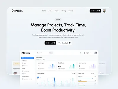 Project Management - SaaS Landing Page branding clean dashboard design product design project management saas saas landing page saas product saas website task todo typography ui ui ux userexperience ux webapp