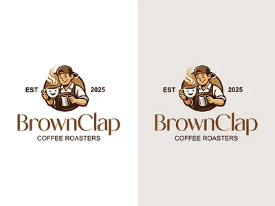 BrownClap Coffee Roasters Logo Design adobeillustrator brandidentity branding cafe logo coffee brand coffee logo graphic design logo design logodesign mascot logo vector