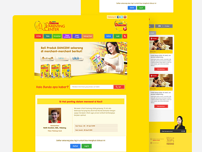 Website Dancow Parenting Center microsite mobile responsive ui ux website