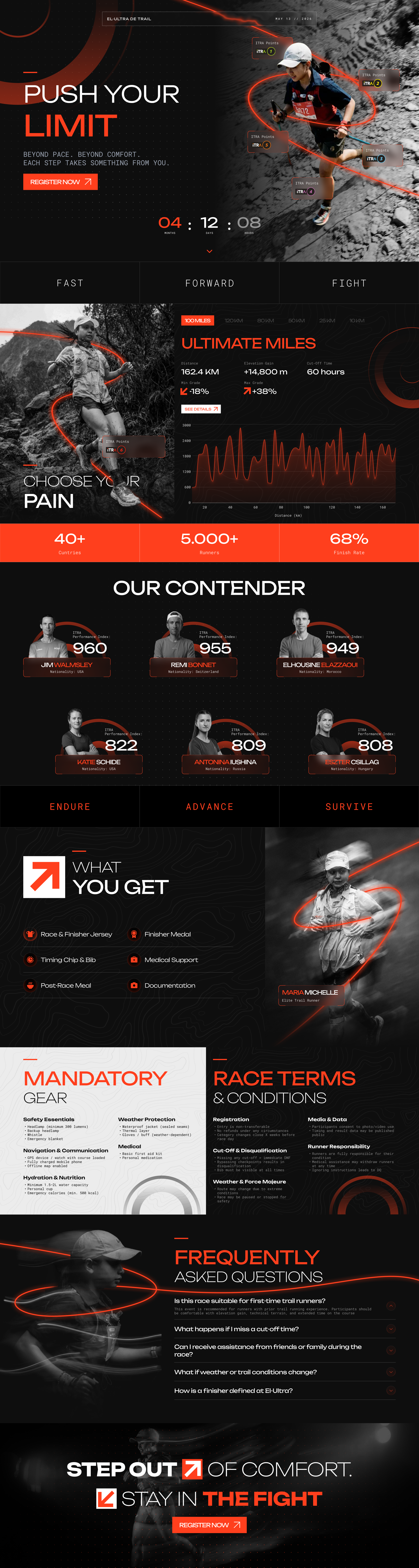 El Ultra - Trail Running Website🏃🏻🏔️ animation design landing page mobile motion graphics mountain nature run running sport trail ui ux web web design