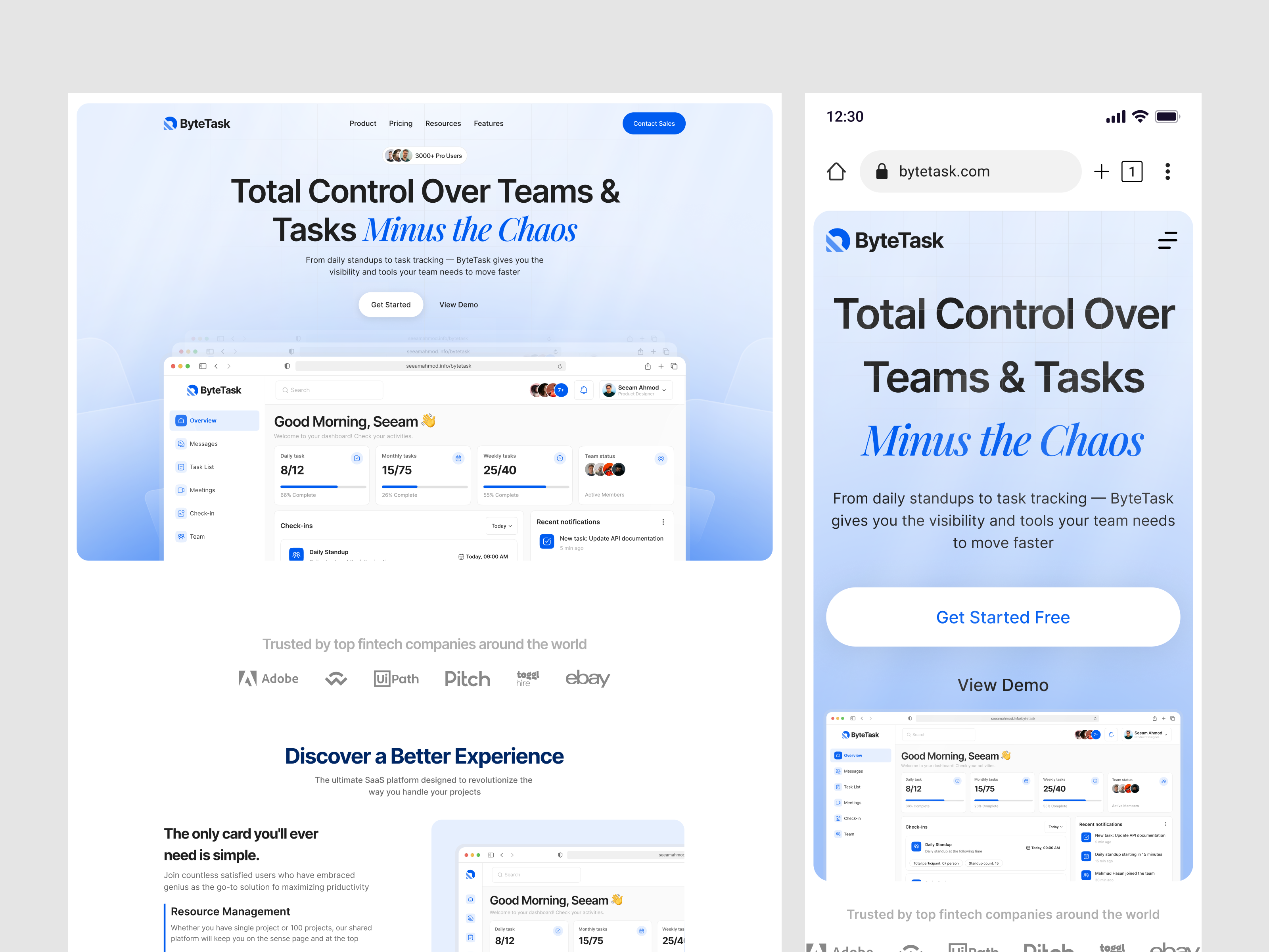 ByteTask - Office Management SaaS Product branding dashboard design design figma figma dashboard figma landing page landing page mvp mvp design product design saas saas dashboard saas landing page ui ui design uiux uiux design ux design webdesign website
