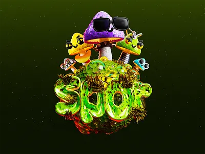 SPOR illustration 3d cinema design illustration mushrooms redshift spore