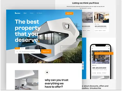Hunian - Property Agency app design graphic design landingpage property ui ui design uiux web website