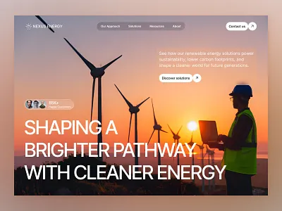 Sustainable Energy Website Hero Section clean energy corporate website dribbble shot energy website environmental design green energy hero section landing page minimal ui modern ui renewable energy sustainability ui design ux design web design website design