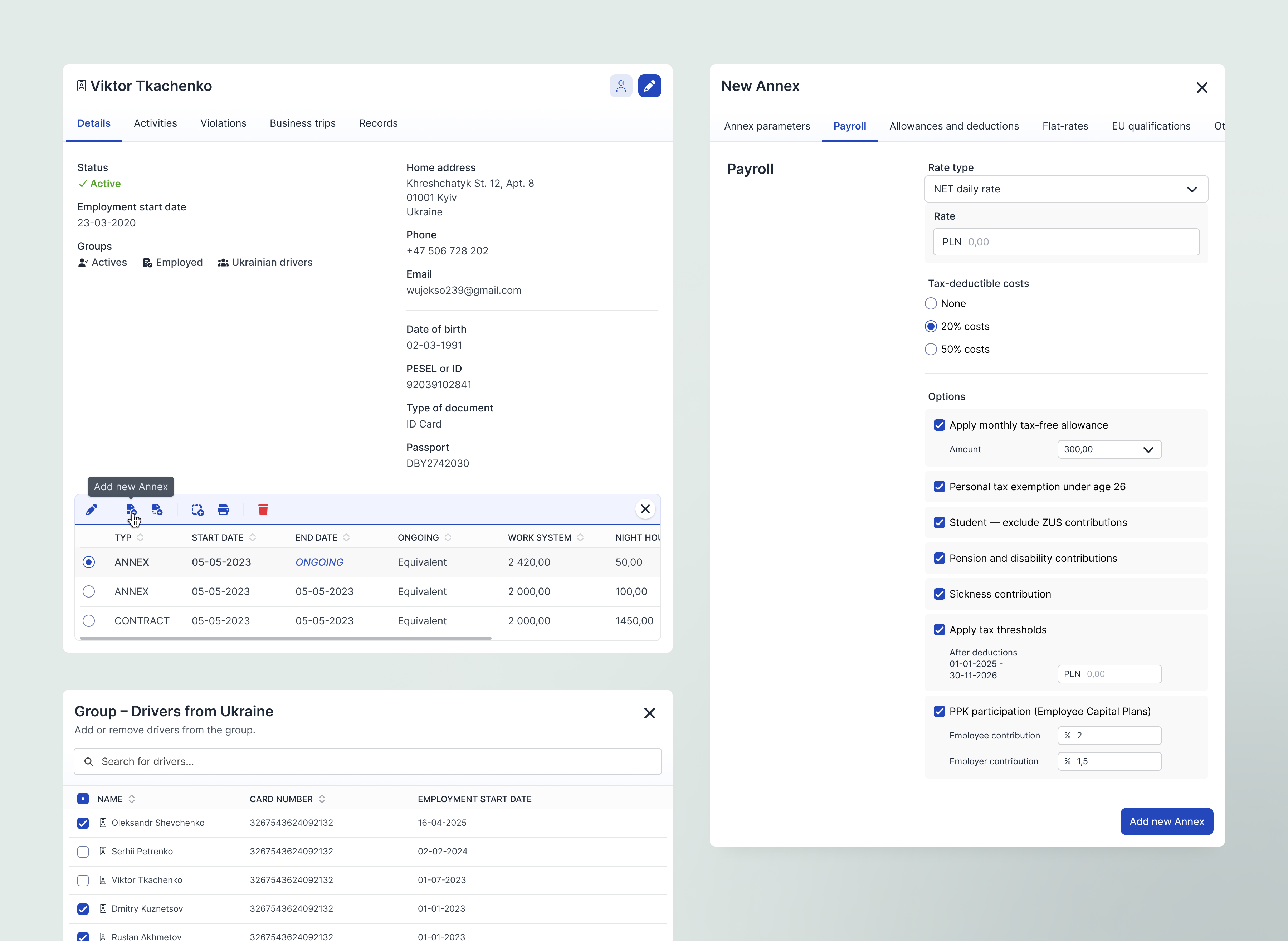 Easytacho - Components complex data desktop boxes desktop components desktop ui form ui modal payroll components table ui