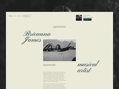 Brieanna James - Editorial Music Website artist identity artist portfolio country music creative direction digital experience editorial design framer website landing page minimal layout modern country music branding music promotion music website ndependent artist streaming focus typography ui design ux design visual storytelling web design