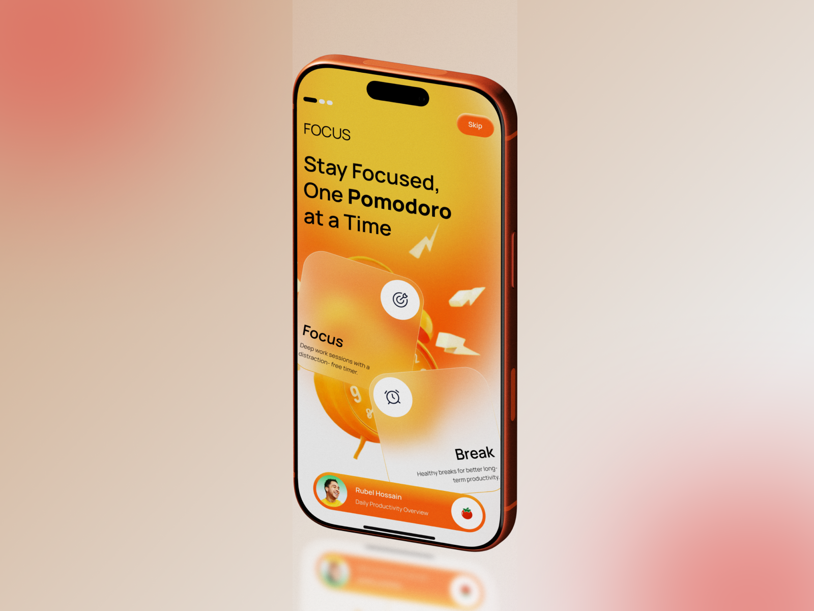 Pomodoro Focus App – Productivity Splash Screen UI app design b2b focus session app focus timer app login screen mobile mobile app mobile app design pomodoro app portfolio productivity app saas splash screen splashscreen task management app time tracker app timer tracker trackerapp uiux
