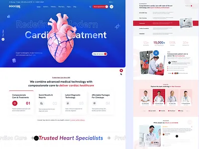 Doccure - Cardiology Medical Landing Page Design cardiac care design cardiology landing page cardiology website clinic website design doctor appointment ui doctor booking interface health tech design healthcare ui healthcare ux healthcare website hospital management ui hospital website template medical dashboard medical landing page medical platform design medical web template medical website design patient portal ui telemedicine interface
