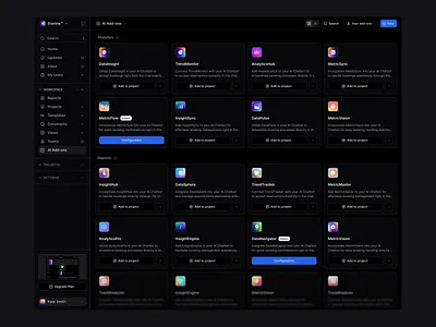 Add-Ons Gallery add ons app design gallery grid integration plugins product design screen design ui ui design ux ux design web app