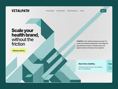VitalPath — Global Health Logistics animation bento branding creativerafat design figma graphic design green healthtech interface logistics maxrafat minimalism saas teal ui uidesign webdesign