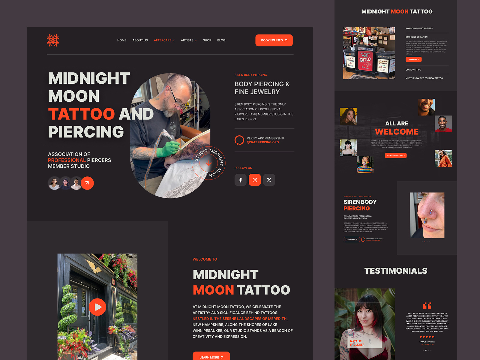 Example of Dark Mode Tattoo Website Design | Artist-Focused UI/UX
