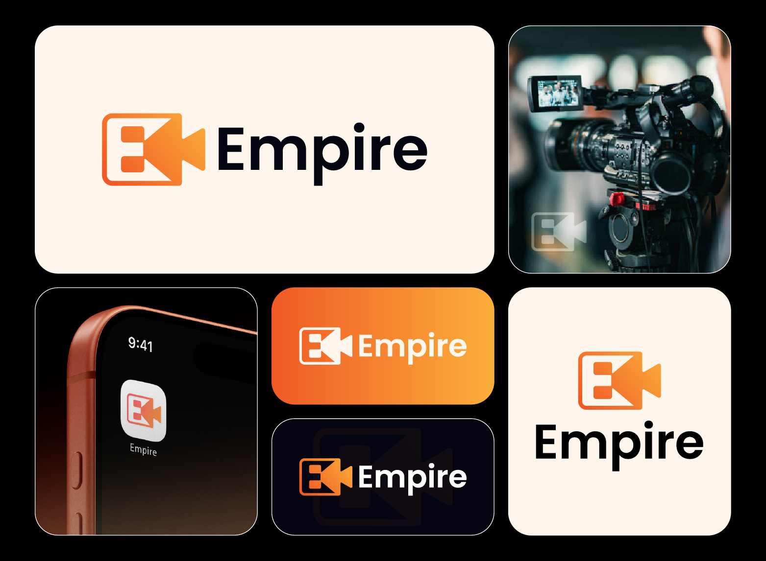 E Letter Modern Camera Logo app icon branding camera logo creative logo e logo entertainment gradient letter e logo media brand modern logo negative space play button streaming tech logo typography video