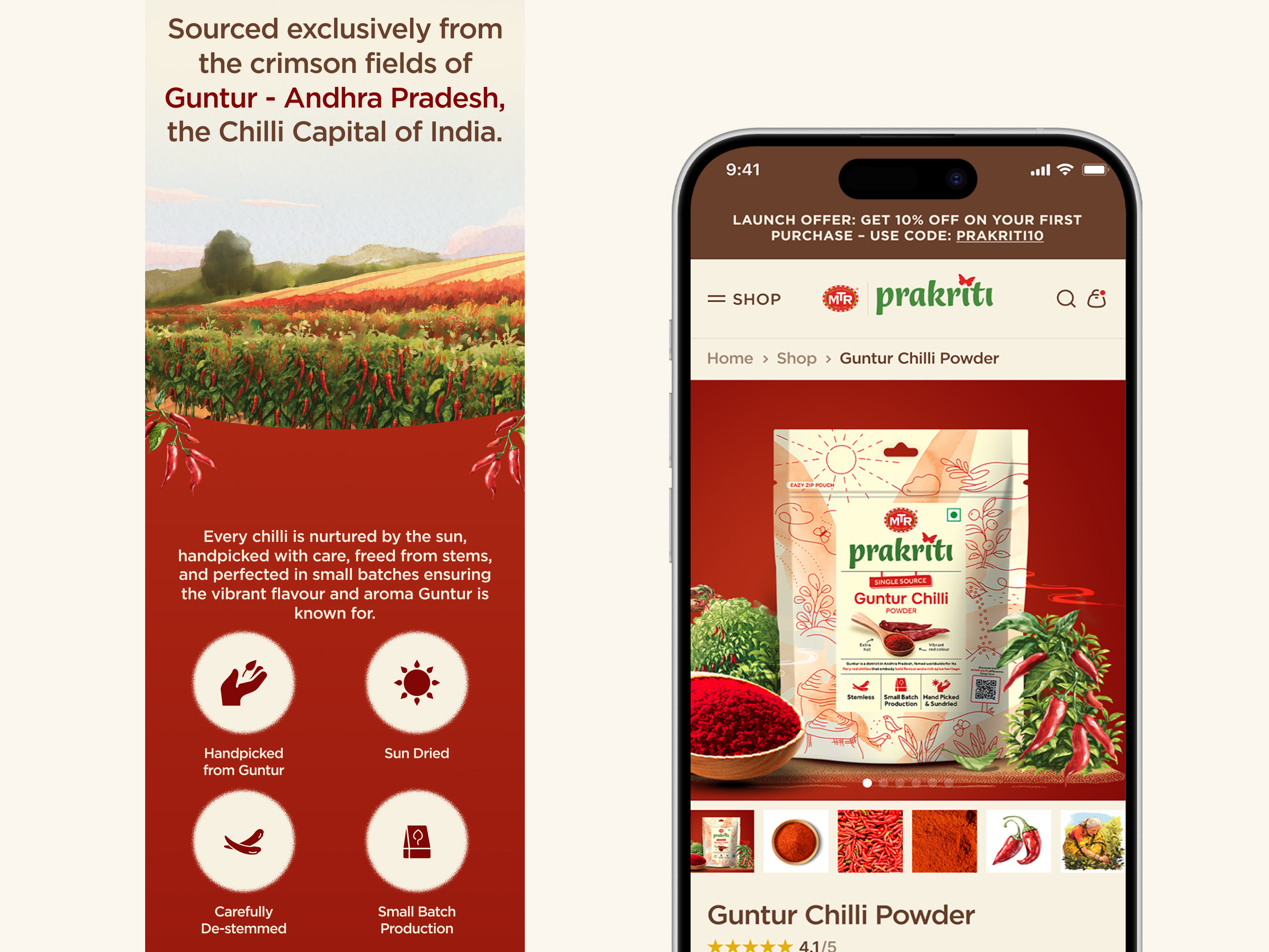 MTR Prakruti || Mobile UI Design branding ecommerce ui mobile first design mobile product page mobile ui organic brand pdp responsive ui spice brand ui uiux ux visual design web design