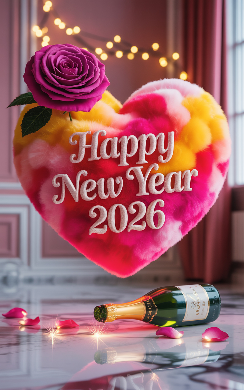 Prompt: A whimsical 3D render of a fluffy, cloud-like heart.....