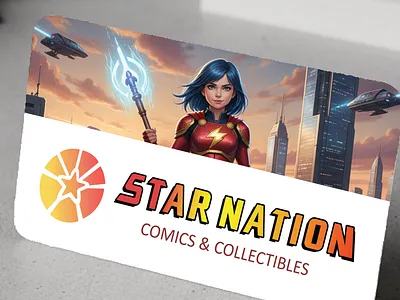 Star Nation Comics & Collectibles business card concept idea branding business cards comics graphic design logo typography vector