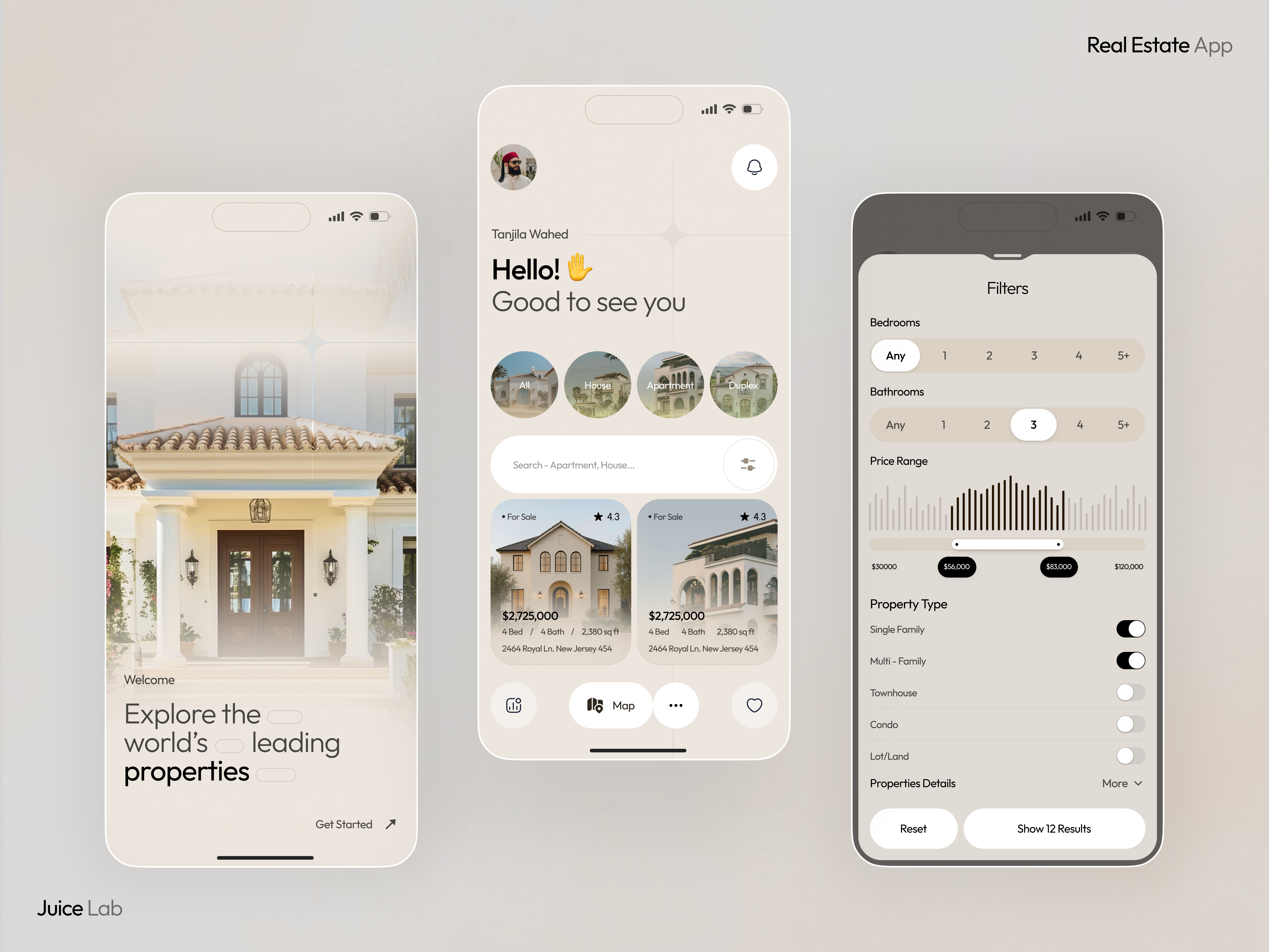 Example of Real Estate Mobile App UI Design