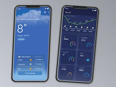 Wheather app desgin with different angles app design ux design ui ux web