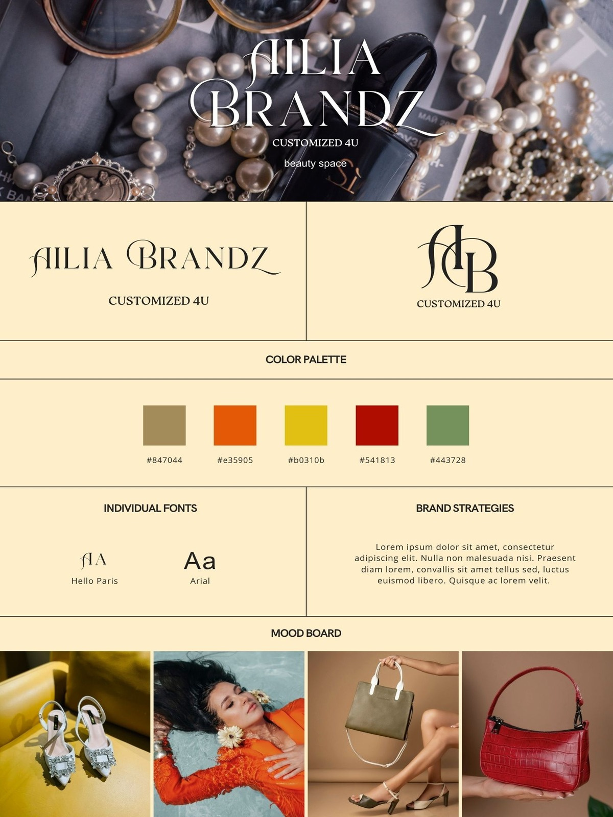 Example of Brand Style Guide Kit W Logo / Biz Card