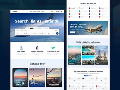 Flight Booking Landing Page UI Design booking platform branding clean design design flight booking flight landing page landing page design modern ui product design saas travel ui travel website ui design uiux ux design web ui website ui