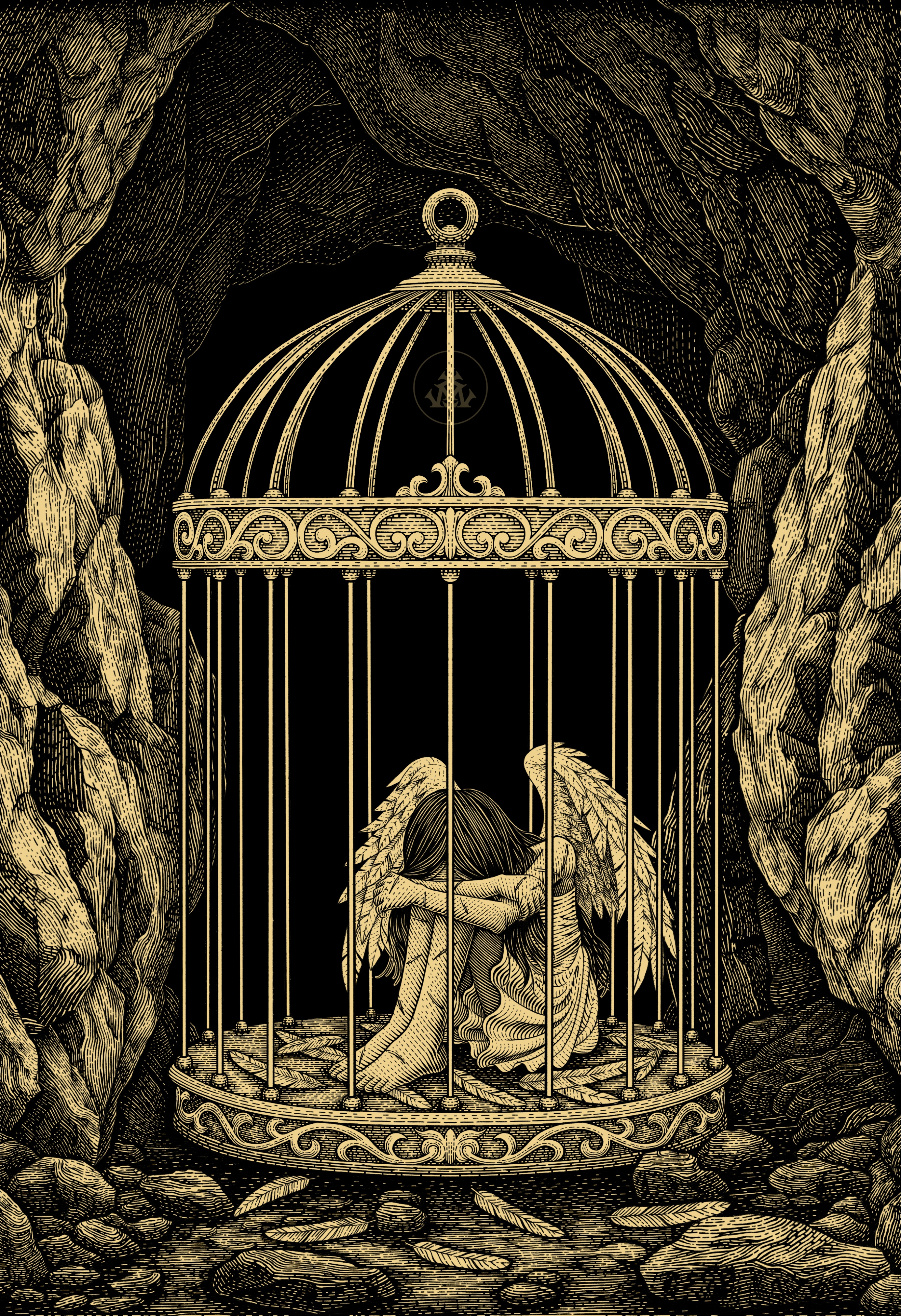 The Imprisoned and Exiled Winged Girl bookcover bookillustration branding classic engrave engraving etching fiction graphic art graphic design handdrawn history illustration linocut money engraving realism retro surrealism vintage woodcut