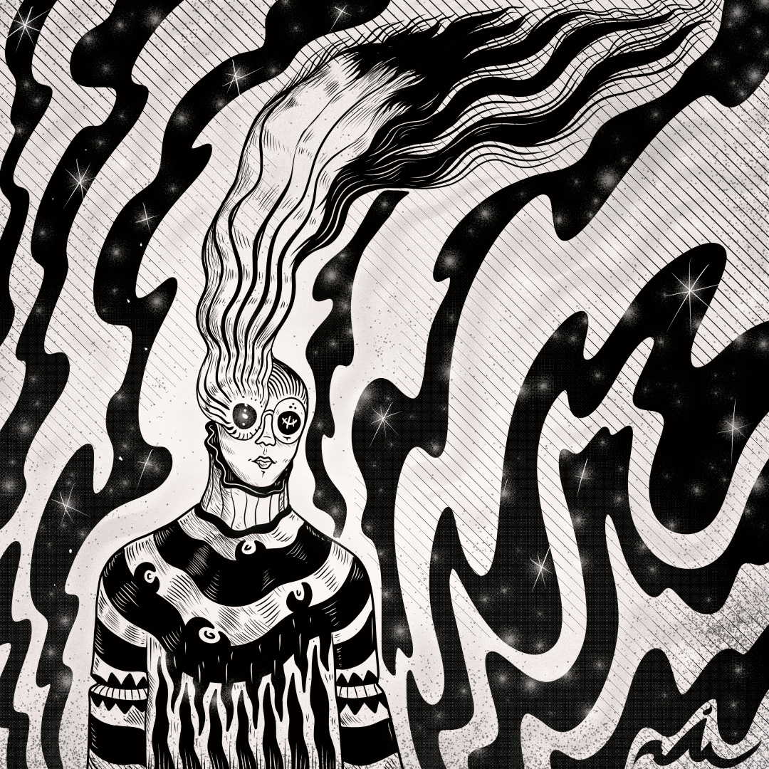 "Light Master" art black and white branding cartoon character color pencil cover design draw drawing dream illustration music surrealism water ink