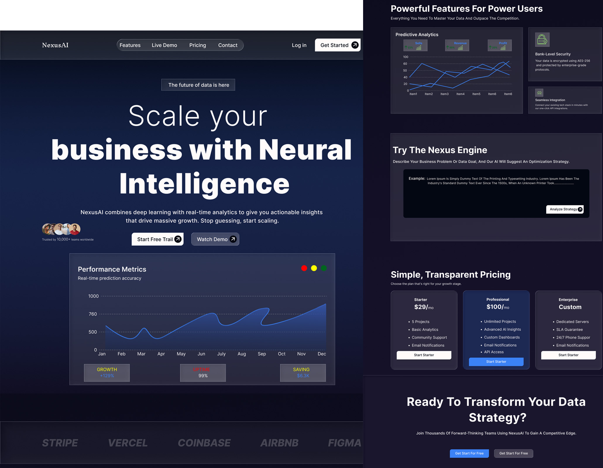 Example of Website/Saa S Landing Page Design