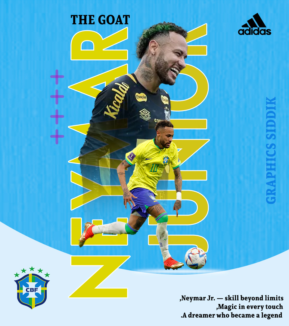 Neymar Jr Poster Design | Dynamic Football Sports Artwork digital poster football design football graphic football poster graphic design junior poster design neymar jr neymar poster player poster poster design soccer design sports artwork sports poster sports visual