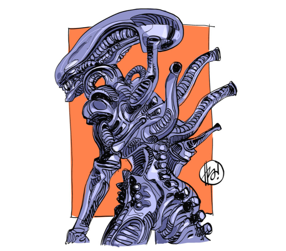 Xenomorph alien art process fan art illustration scary monster xenomorph