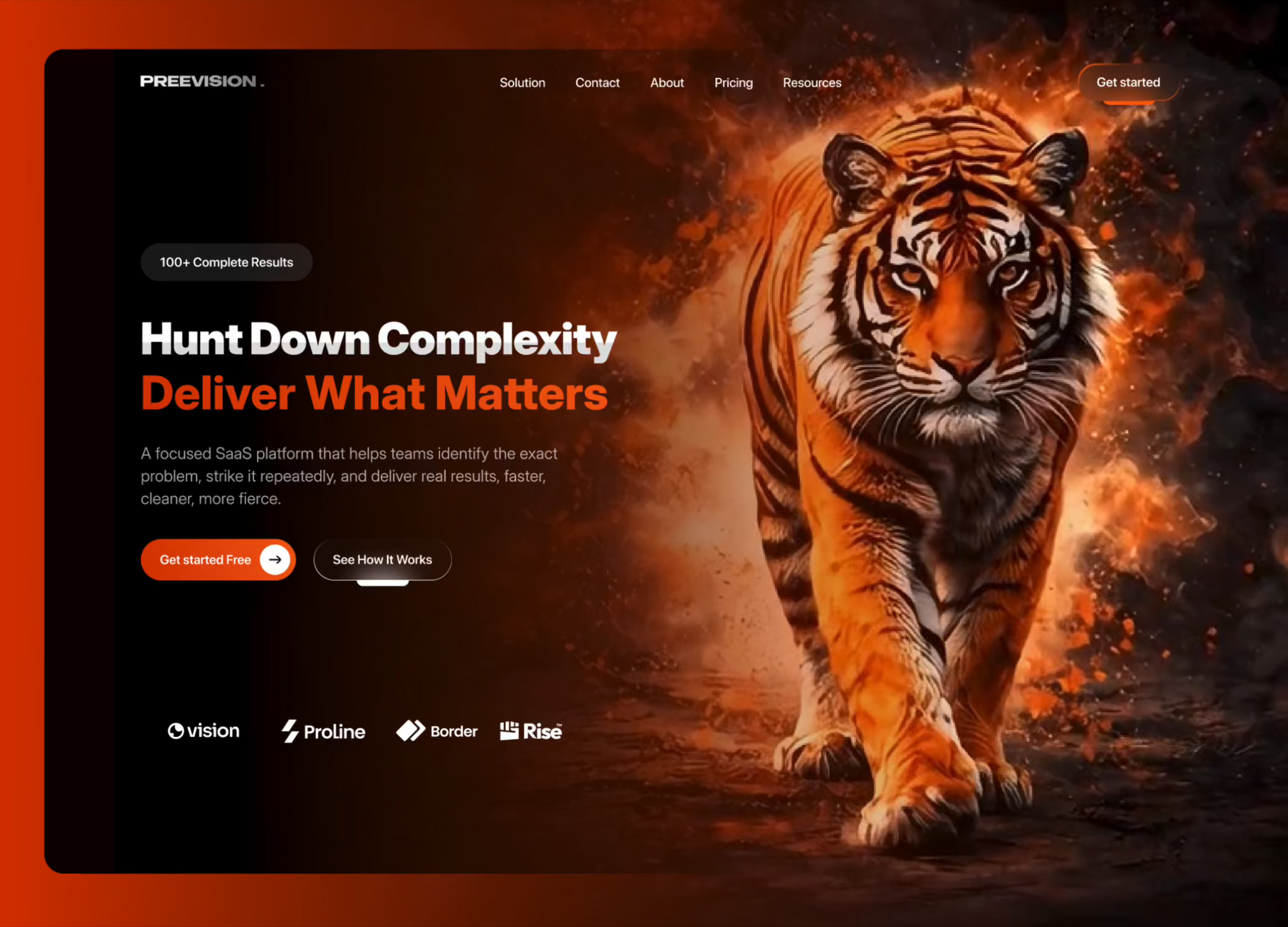 Example of Prevision — SaaS Landing Page UI/UX