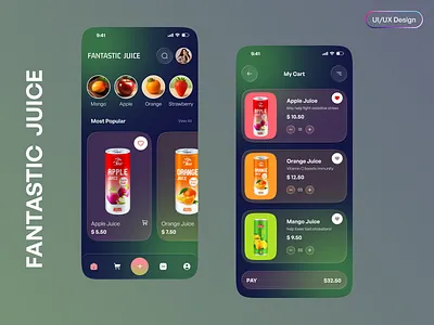Juice Ordering Mobile App UI/UX Design app app ui apple delivery design drink ecommerce fruites health iso juice app logo minimal mobile orange ordering product tracking ui web