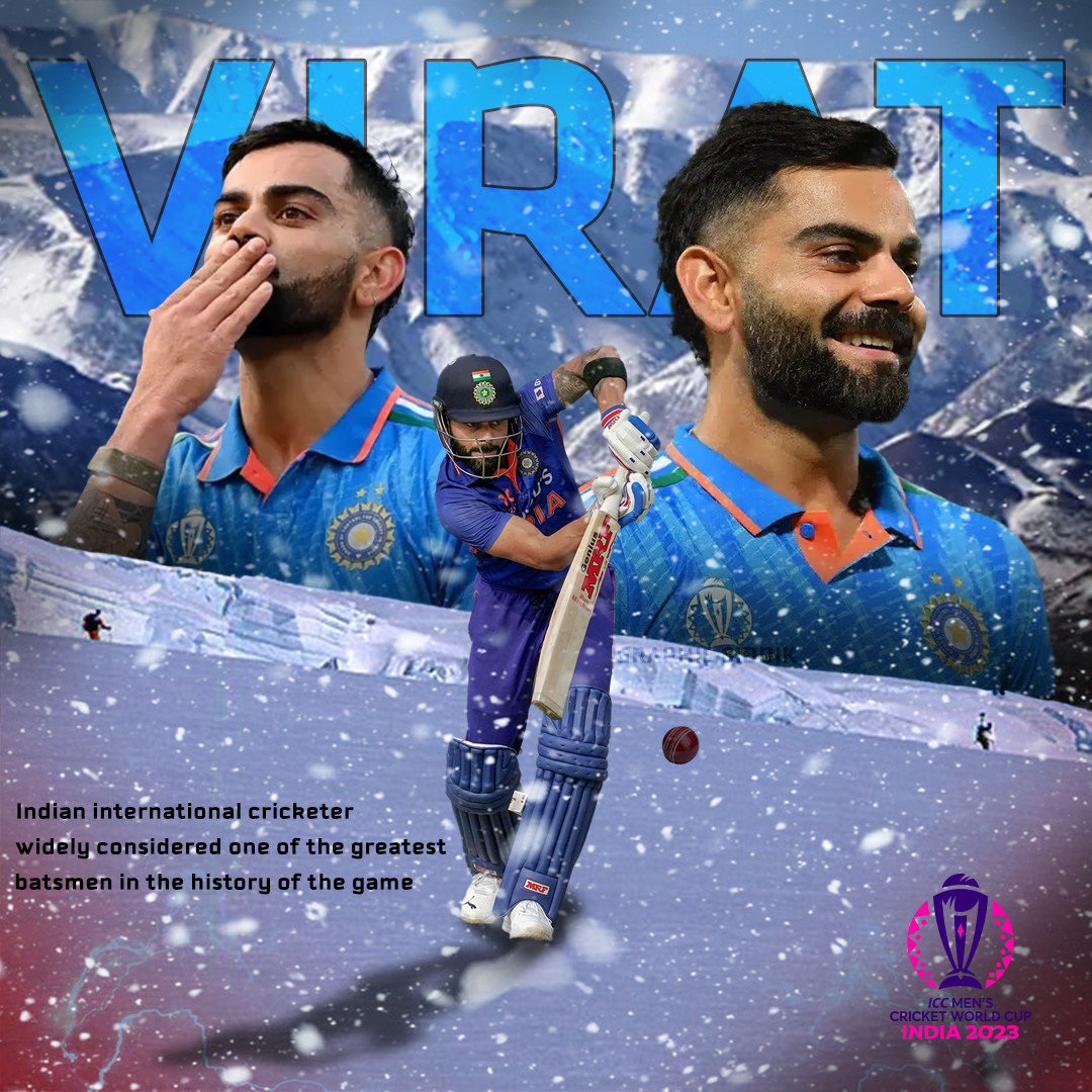 Virat Kohli Tribute Poster | ICC Cricket World Cup Creative action sports design athlete poster cricket graphic design cricket hero poster cricket illustration cricket poster design digital poster design fan art poster modern sports design sports artwork sports branding sports poster design sports typography virat kohli poster world cup poster
