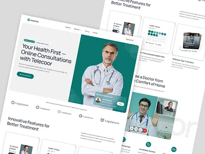 Healthio- Telemedicine Landing Page analytics appointment consultation design doctor health care health record health tracker homepage hospita landing page medical report web statistic telemedicine telemedicine landing page telemedicine website web web design website website design