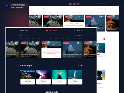 Futurx - Personal Blog Website UI blog blogging clean creative masonry minimal modern personal blog read readability simple simple and clean typography ui