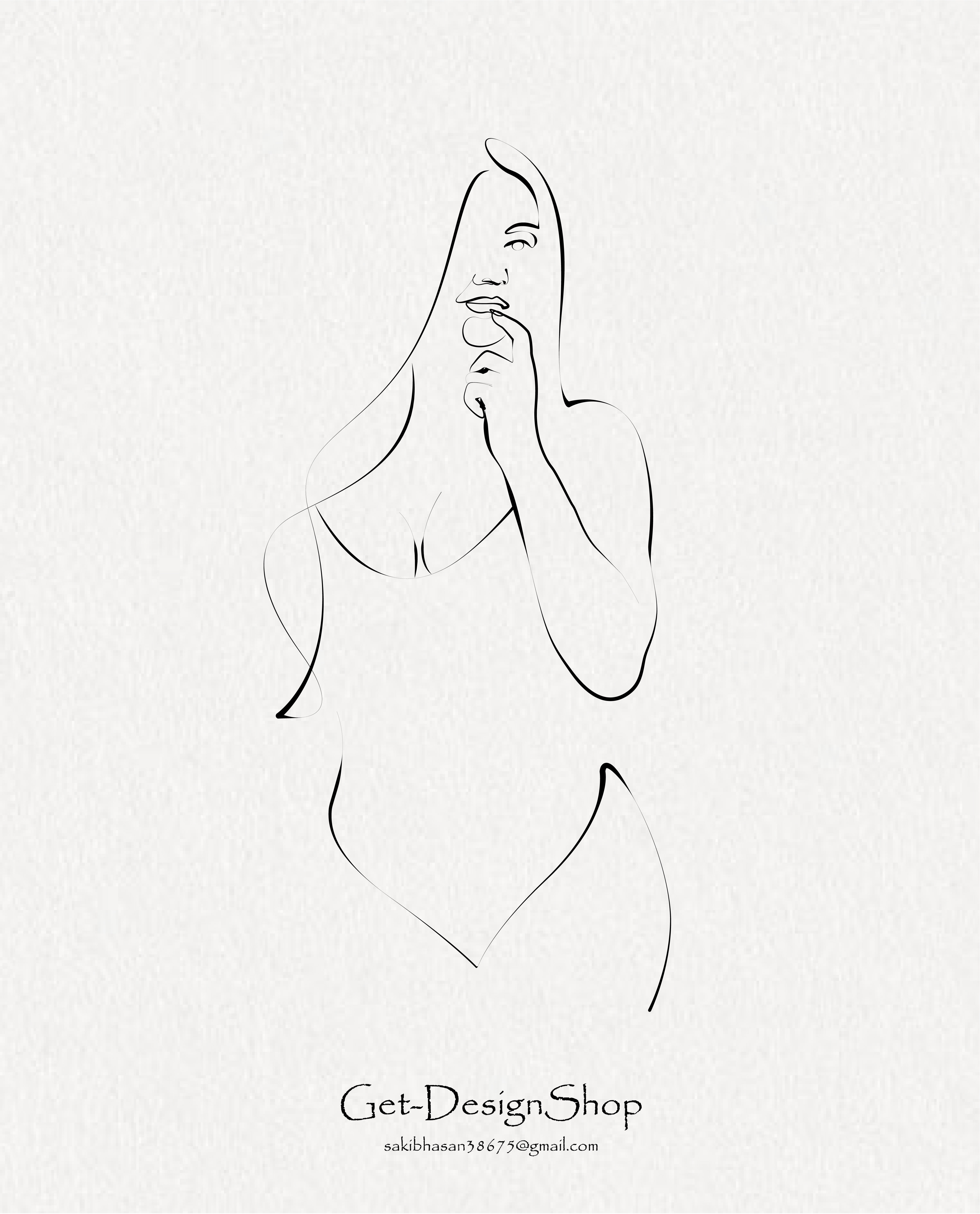 Example of Minimal Printable Line Art Body 