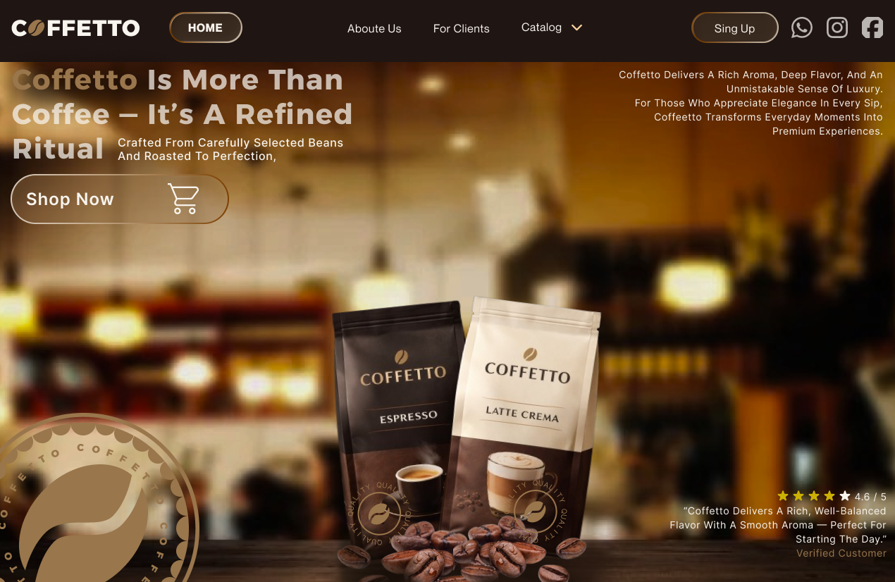 Coffetto brend shop web site design branding graphic design logo ui