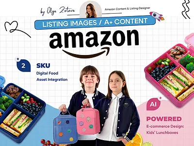 Listing images / A+ Content for Kids Bento Lunchboxes a a premium ai ai design amazon amazon listing clean design ecommers listing product design