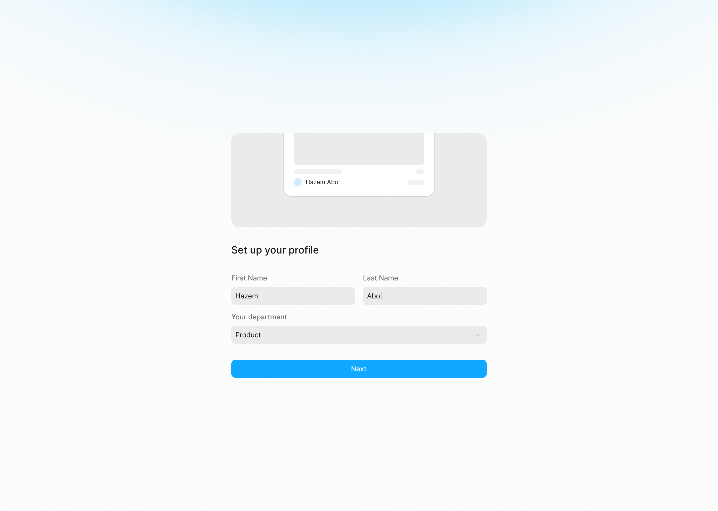 Pixzlo Onboarding — Set Up Your Profile account setup b2b clean ui dashboard dropdown enterprise form design form ui input fields minimal ui onboarding product design profile setup saas signup flow ui design user profile ux design web app workflow
