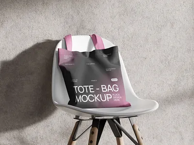 Tote Bag Mockup on Chair with Concrete Background adobe photoshop mockup bag mockup branding mockup chair mockup concrete background editable mockup high resolution mockup marketing mockup packaging mockup paper bag mockup portfolio mockup product presentation psd mockup smart object mockup tote bag mockup urban mockup
