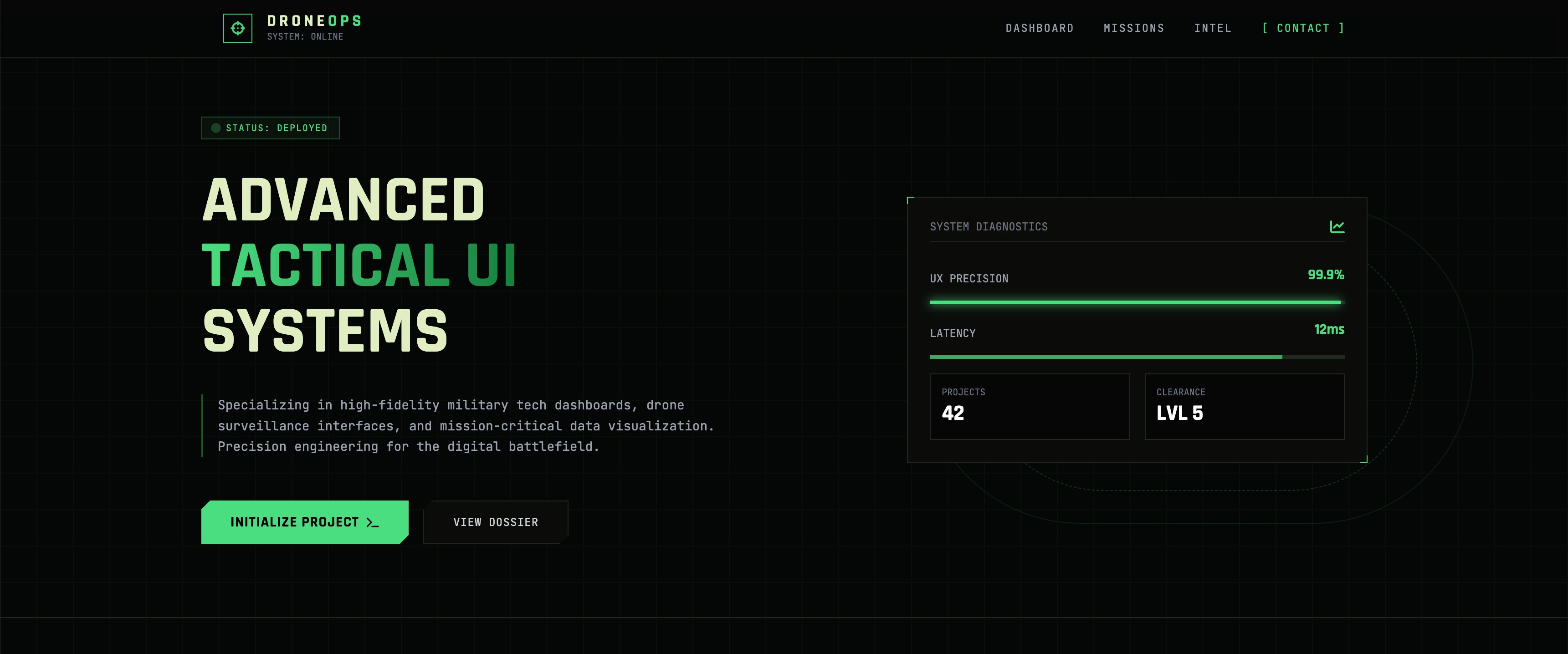 UI System For Military Tech branding design landing page ui website