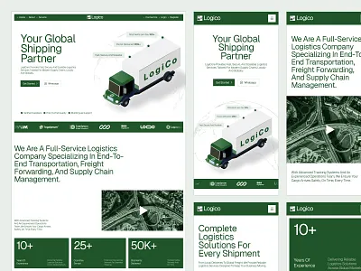 Logico - Logistics Website Mobile Reponsive Design b2b transport design customs clearance website freight forwarding ui global shipping platform international logistics company logistics website design mobile responsive design modern business website responsive design responsive logistics website supply chain ux transport management system ui ux ux for logistics web design